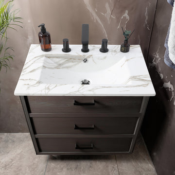 Ancillary 3-Hole 20 in. W x 18.25 in. D Classic Contemporary Rectangular Ceramic Single Sink Basin Vanity Top